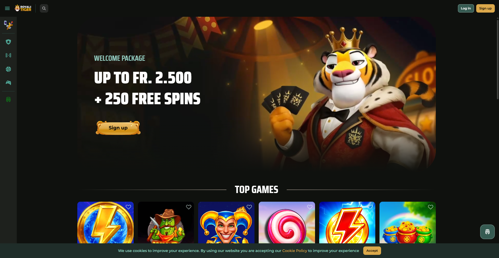 Royalstiger casino home page